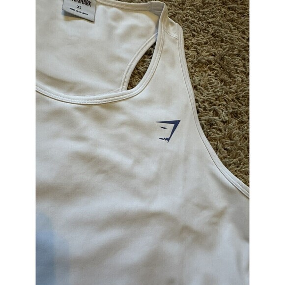 Gymshark Pulse Crop Tank White Womens Size XL Logo Stretch Athletic Workout - Picture 2 of 8